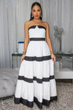 Off-White Black Tiered Strapless Maxi