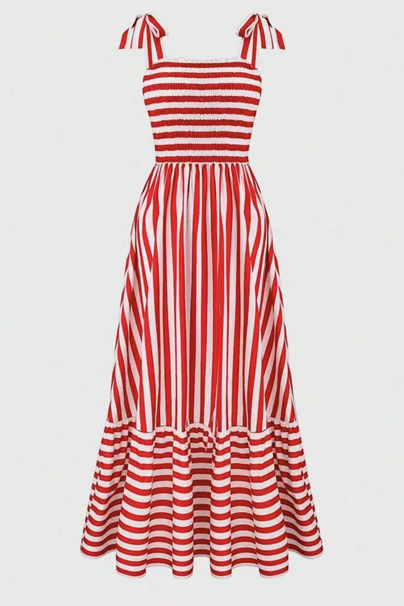 Sorrento Stripe Tie-Shoulder Maxi Dress