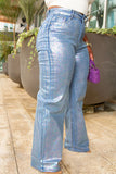 Lourdes Shimmer Straight Metallic Jeans