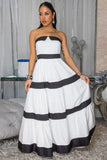 Off-White Black Tiered Strapless Maxi