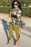 Camo Puffer Peplum Jacket