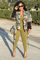 Camo Puffer Peplum Jacket