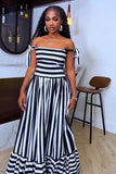 Sorrento Stripe Tie-Shoulder Maxi Dress