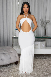 Key-Hole Fringe Maxi Dress