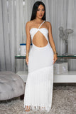 Key-Hole Fringe Maxi Dress