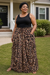 Women's Plus-Size Leopard Print Wide-Leg Pants