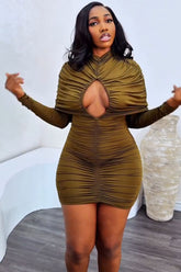 Olive Ruched Siren Mini