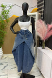 Deconstructed Wide Leg Jeans – High Waist Layered Denim Pants, Asymmetric Y2K Streetwear Trousers