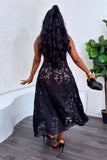 Midnight Romance Mock-Neck Lace Maxi Dress