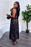 Midnight Romance Mock-Neck Lace Maxi Dress