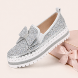 Women Sparkly Loafers - Silver