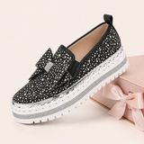 Women Sparkly Loafers - Black Star