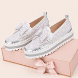 Women Sparkly Loafers - Pink Purple