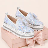 Women Sparkly Loafers - Black Star