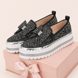 Women Sparkly Loafers - Black Star