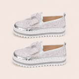 Women Sparkly Loafers - Pink Purple