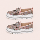 Women Sparkly Loafers - Pink Iridescent