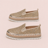 Women Slip On Sparkly Loafers - Gold
