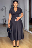 Midnight Grace Wrap Drop-Waist Midi Dress - Front