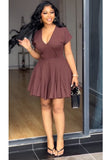 Chocolate Muse V-Neck Flare Mini Dress - 2