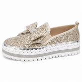 Women Sparkly Loafers - Gold