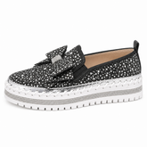 Women Sparkly Loafers - Black Star