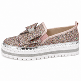 Women Sparkly Loafers - Pink Iridescent