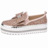 Women Sparkly Loafers - Pink