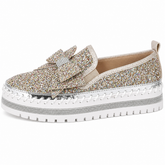 Women Sparkly Loafers - Gold Iridescent