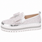 Women Sparkly Loafers - Pink Purple