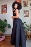 Nia black cutout button-front double-slit maxi dress side view
