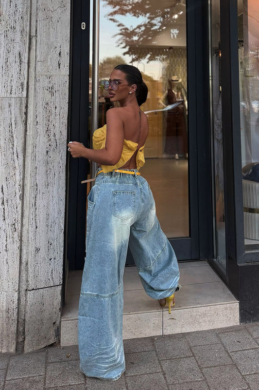 Sunlit Edge oversized denim jeans back view