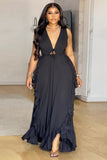 Sleeveless Lotus Petal Hem Maxi Dress