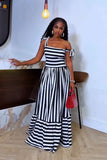 Sorrento Stripe Tie-Shoulder Maxi Dress