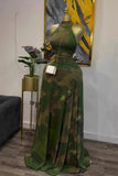 Zaria Printed Halter Backless Maxi Dress