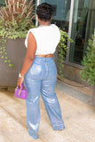 Lourdes Shimmer Straight Metallic Jeans