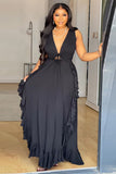 Sleeveless Lotus Petal Hem Maxi Dress