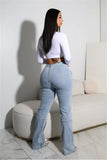 Tie-strap hollow denim pants