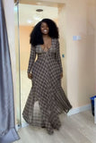Coffee Date Plaid Maxi Dress