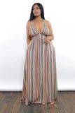 Siren Multi-Stripe Backless Maxi Dress