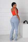 Tie-strap hollow denim pants