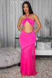 Key-Hole Fringe Maxi Dress