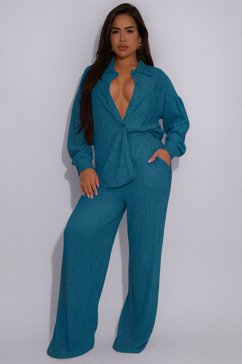 The Blush Textured Pant Set