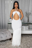 Key-Hole Fringe Maxi Dress