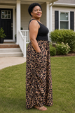 Women's Plus-Size Leopard Print Wide-Leg Pants