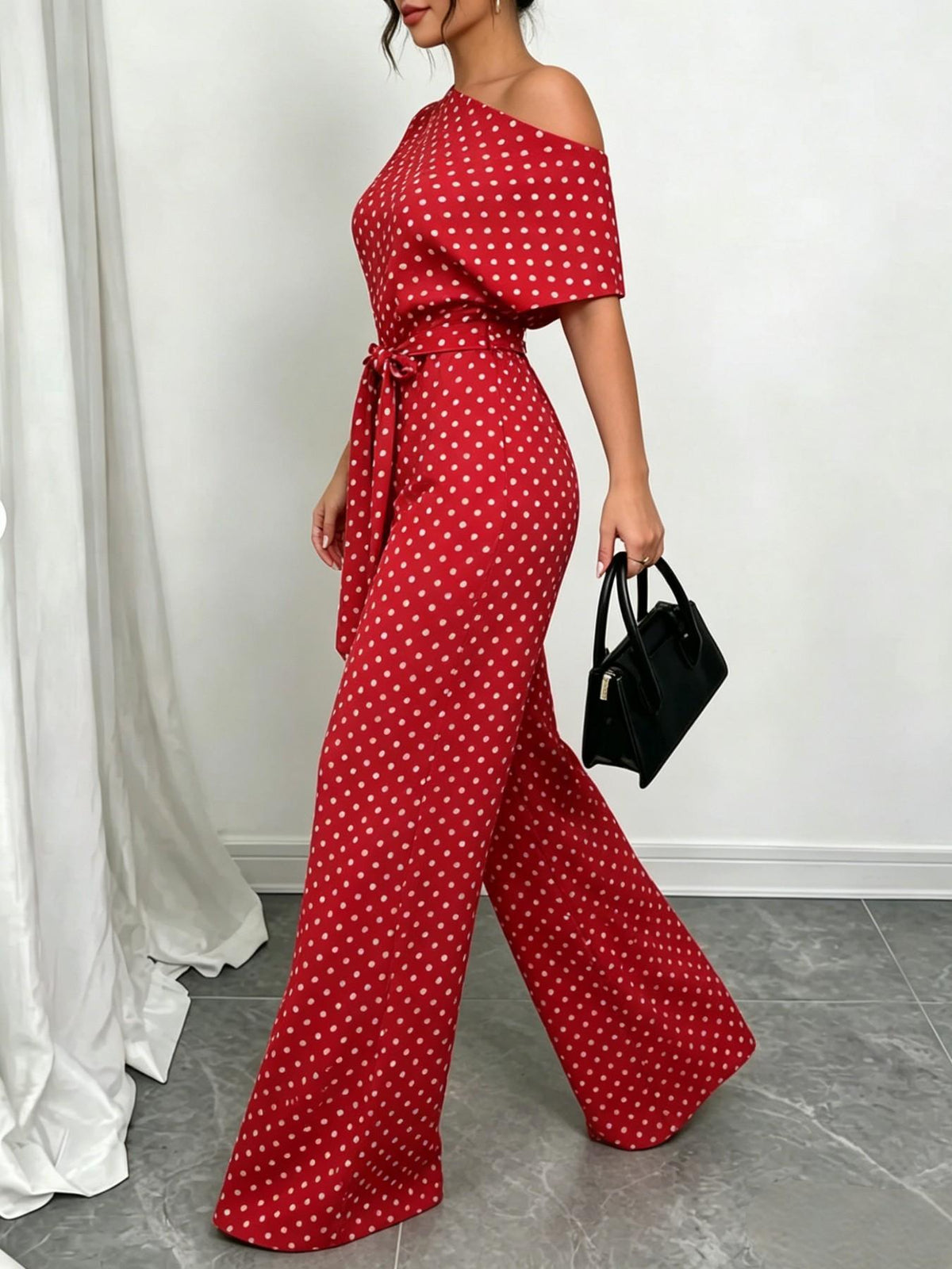 All Over Print Leopard Tie Front Loose Oversized Jumpsuit