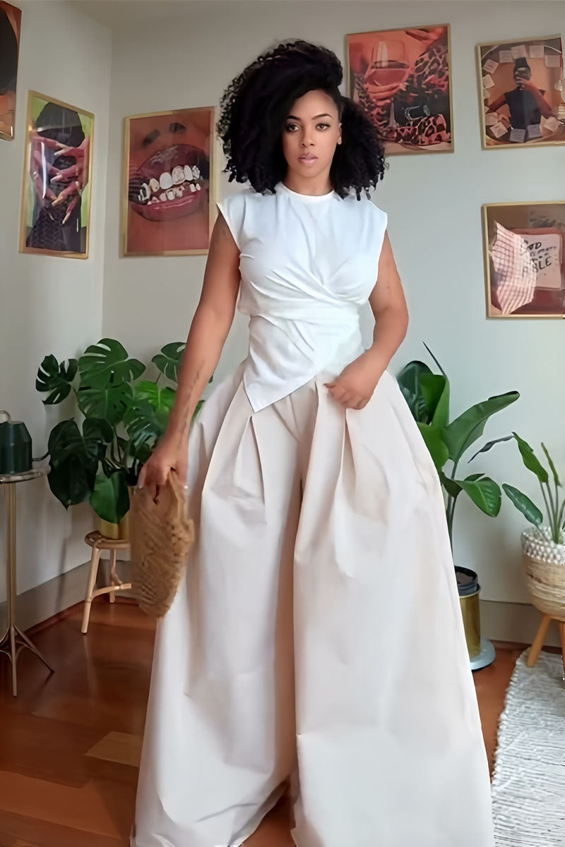 Alora Twist-Front Wide-Leg Pants Set