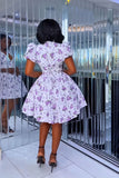 Lilac Bloom Puff-Sleeve Mini Dress