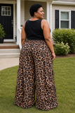 Women's Plus-Size Leopard Print Wide-Leg Pants
