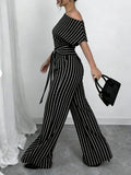 Women's All Over Print Leopard Tie Front Loose Oversized Jumpsuit
